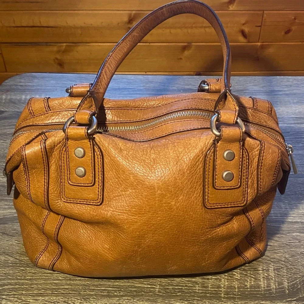 Fossil Tan Leather Satchel Bag